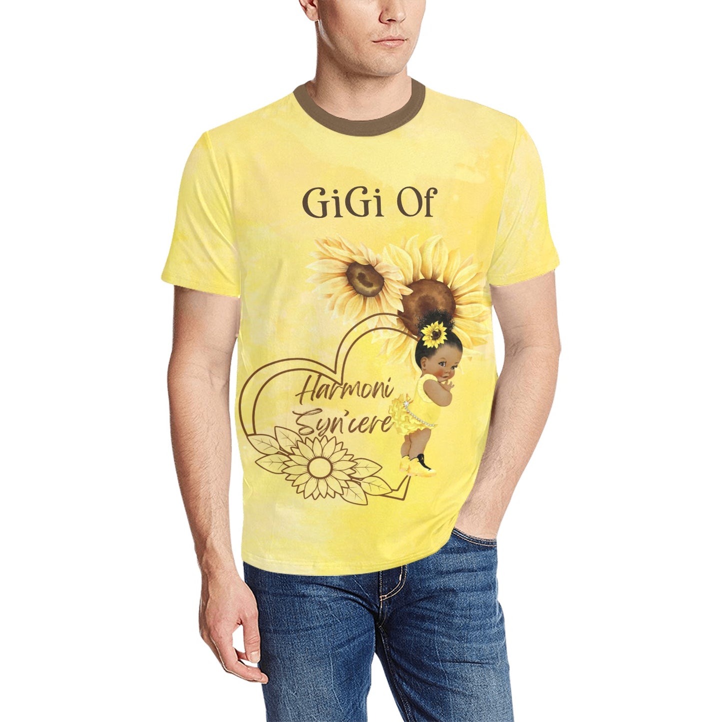 Men's All Over Print T-Shirt (Solid Color Neck) (Model T63)